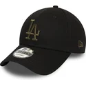 schwarze-verstellbare-kappe-mit-gebogenem-schirm-und-grunem-logo-9forty-essential-der-los-angeles-dodgers-mlb-von-new-era