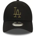 schwarze-verstellbare-kappe-mit-gebogenem-schirm-und-grunem-logo-9forty-essential-der-los-angeles-dodgers-mlb-von-new-era