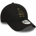schwarze-verstellbare-kappe-mit-gebogenem-schirm-und-grunem-logo-9forty-essential-der-los-angeles-dodgers-mlb-von-new-era