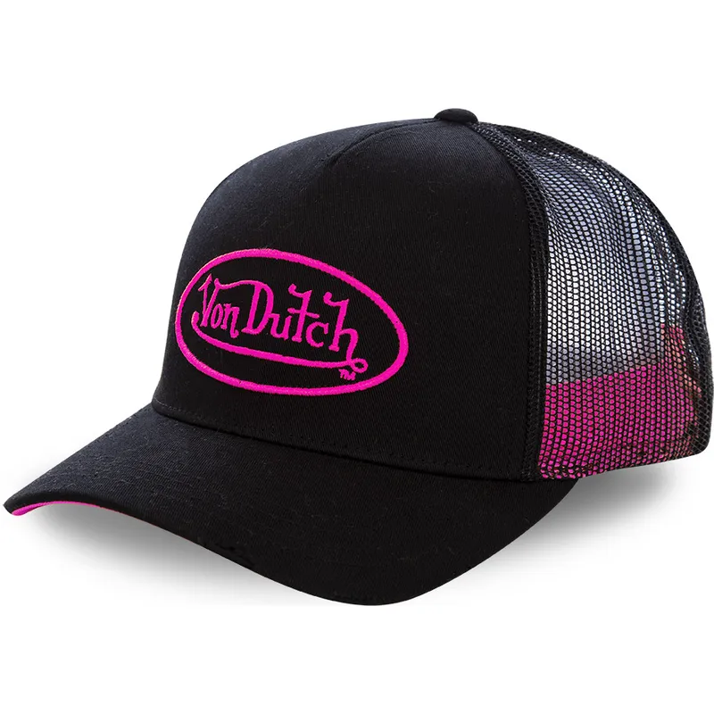 schwarze-trucker-kappe-mit-rosa-neo-pin-logo-von-von-dutch