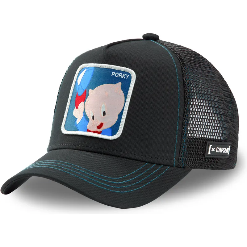 schwarze-trucker-kappe-puerco-porky-por2-looney-tunes-von-capslab