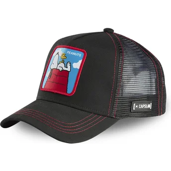 cepur-izliekta-truckeris-melns-snapback-casa-pcl-snoopy-un-carlijs-brauns-zemesrieksti-no-capslab