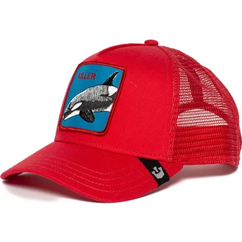 Gorra trucker roja orca Killer Whale de Goorin Bros.