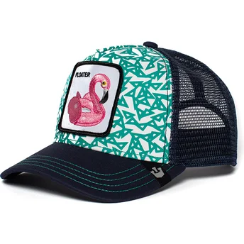 trucker-cap-blau-flamingo-schwimmring-clothing-optional-von-goorin-bros