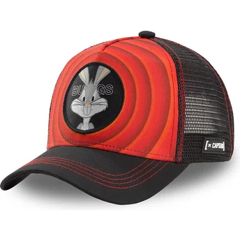 Gorra trucker roja y negra Bugs Bunny Bullseye Color Rings LOO BUG1 Looney Tunes de Capslab