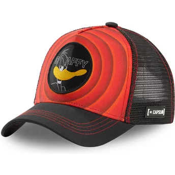 Capslab Daffy Duck Bullseye Color Rings LOO DAF1 Looney Tunes Red and Black Trucker Hat