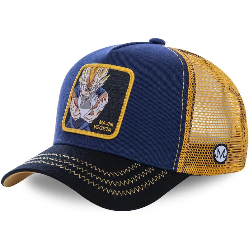 majin-vegeta-kidmv1-dragon-ball-capslab-marineblaue-und-gelbe-trucker-kappe-fur-jungen