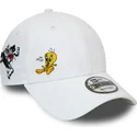 9forty-verstellbare-weisse-curved-cap-silvester-und-tweety-looney-tunes-chase-von-new-era