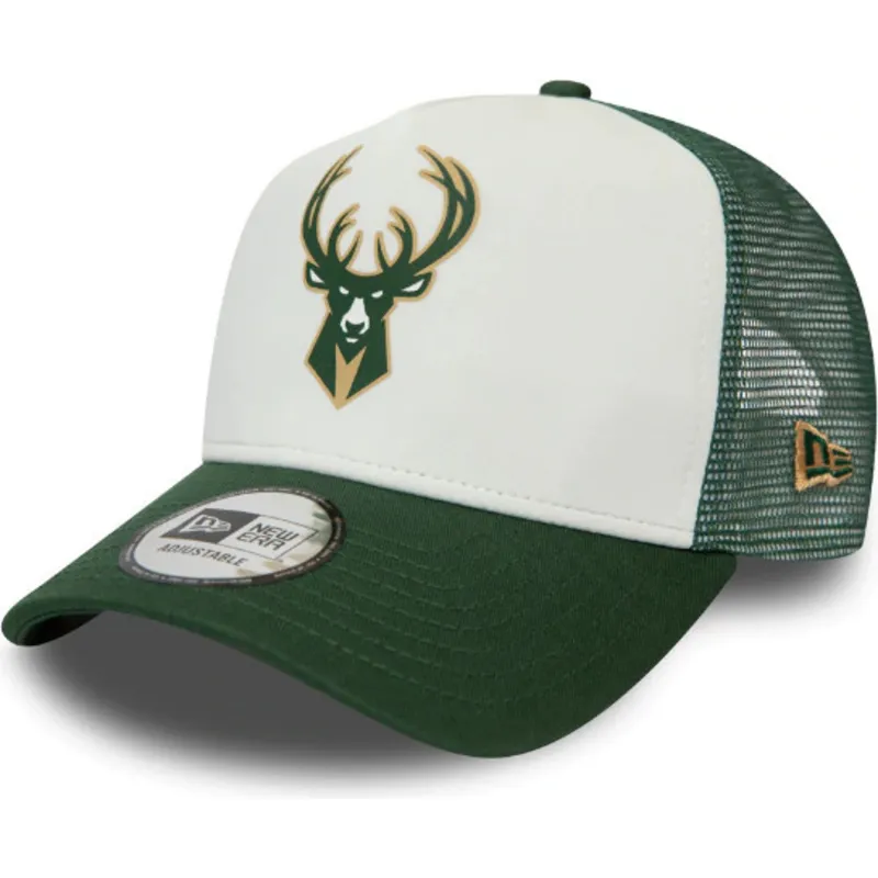 weiss-grune-trucker-cap-team-colour-block-a-frame-der-milwaukee-bucks-nba-von-new-era