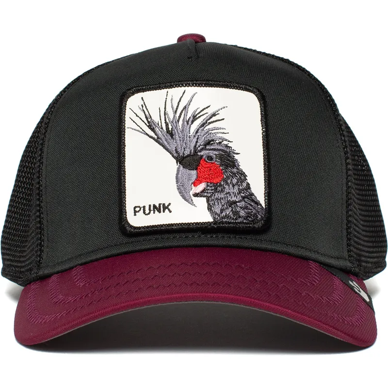 cepur-izliekta-truckeris-melns-snapback-punk-sqwauk-the-farm-no-goorin-bros