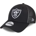 las-vegas-raiders-nfl-9forty-mesh-underlay-verstellbare-schwarze-kappe-mit-gebogenem-schirm-von-new-era