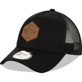 Schwarze Trucker-Kappe A Frame 9FORTY Heritage Patch von New Era
