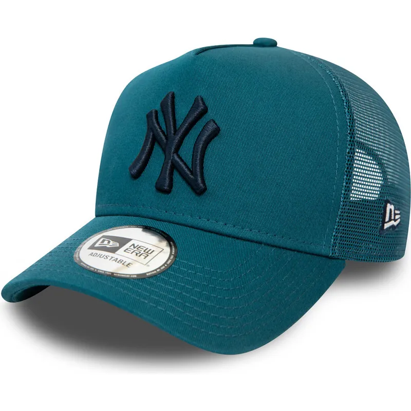 new-era-mlb-new-york-yankees-league-essential-a-frame-trucker-cap-blau-mit-schwarzem-logo