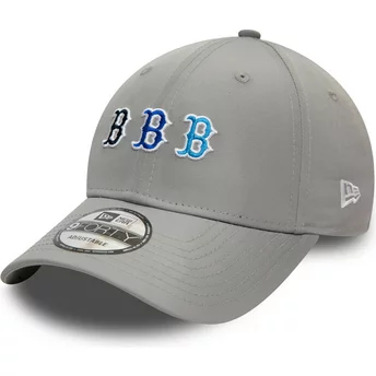 New Era Curved Brim 9FORTY Stack Logo Boston Red Sox MLB Grey Adjustable Cap