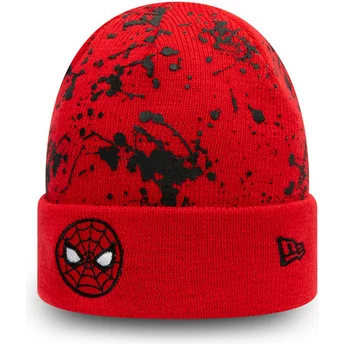new-era-youth-spider-man-cuff-knit-paint-splat-marvel-comics-red-beanie