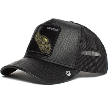 cepur-izliekta-truckeris-melns-snapback-oh-snap-leaping-lizards-the-farm-no-goorin-bros
