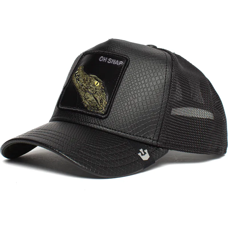 cepur-izliekta-truckeris-melns-snapback-oh-snap-leaping-lizards-the-farm-no-goorin-bros