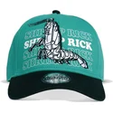 grune-und-schwarze-snapback-cap-mit-gebogenem-schirm-rick-shrimp-rick-and-morty-von-difuzed