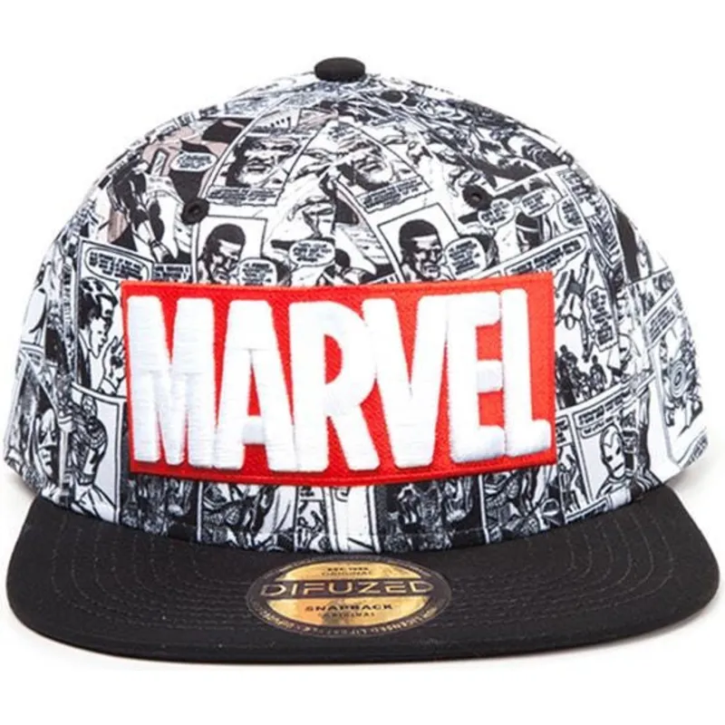 gorra-plana-negra-snapback-classic-logo-marvel-comics-de-difuzed