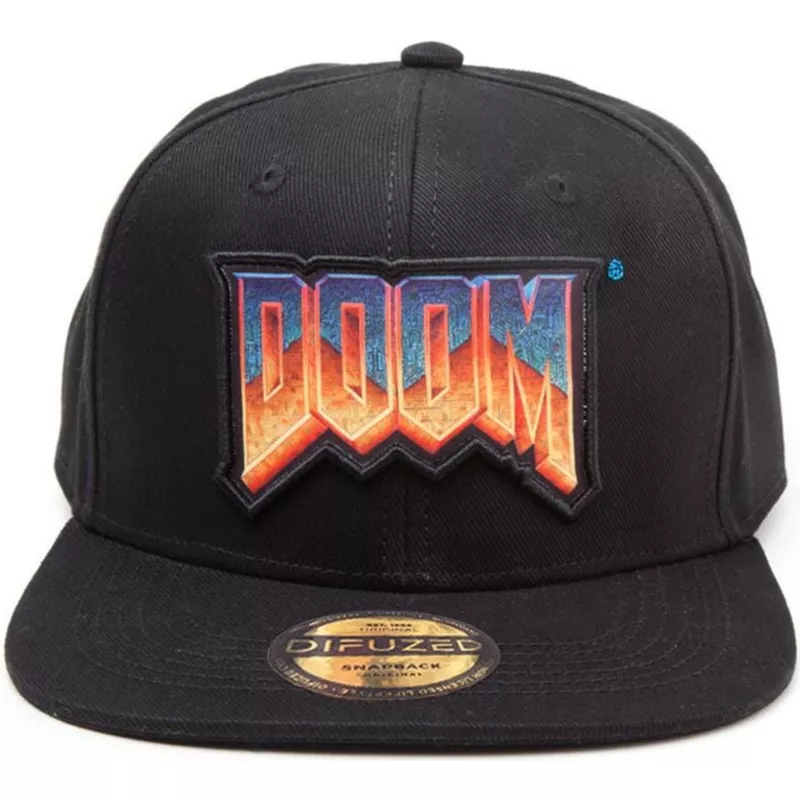difuzed-flat-brim-logo-doom-black-snapback-cap