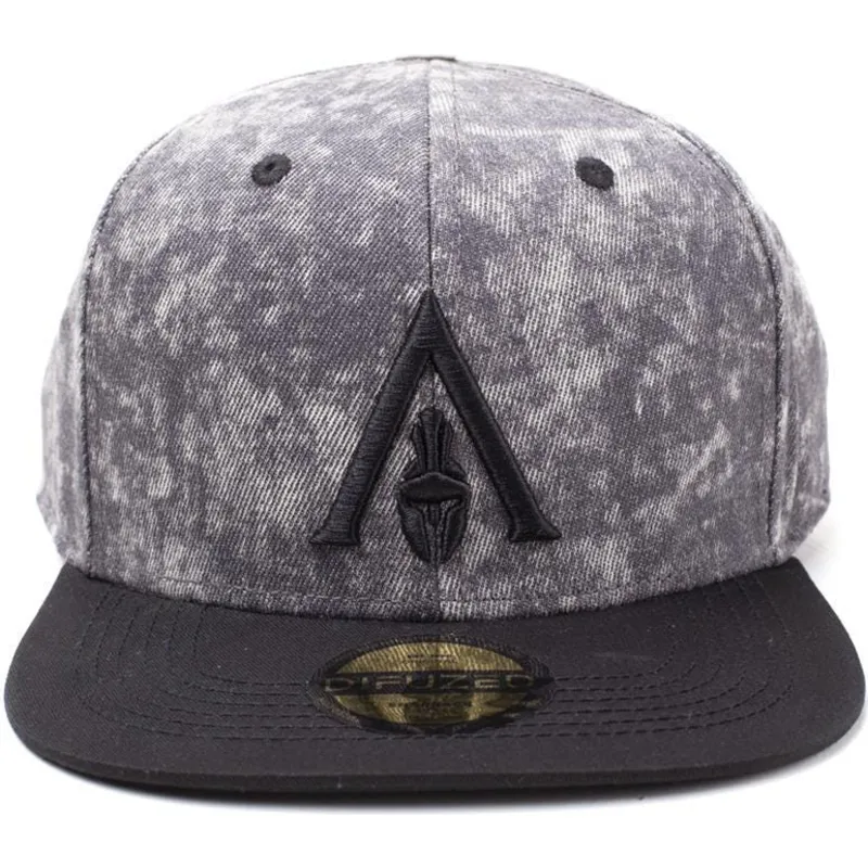grau-schwarze-snapback-kappe-mit-odyssey-logo-apocalyptic-assassins-creed-von-difuzed