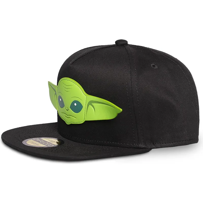 cepur-plakana-melns-snapback-berniem-baby-yoda-the-mandalorian-no-difuzed