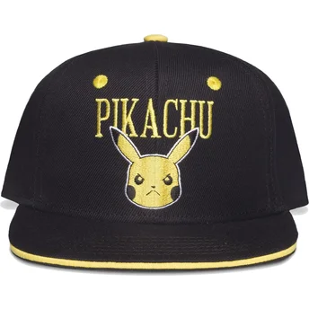 Gorra plana negra y amarilla snapback Pikachu Angry Pokémon de Difuzed