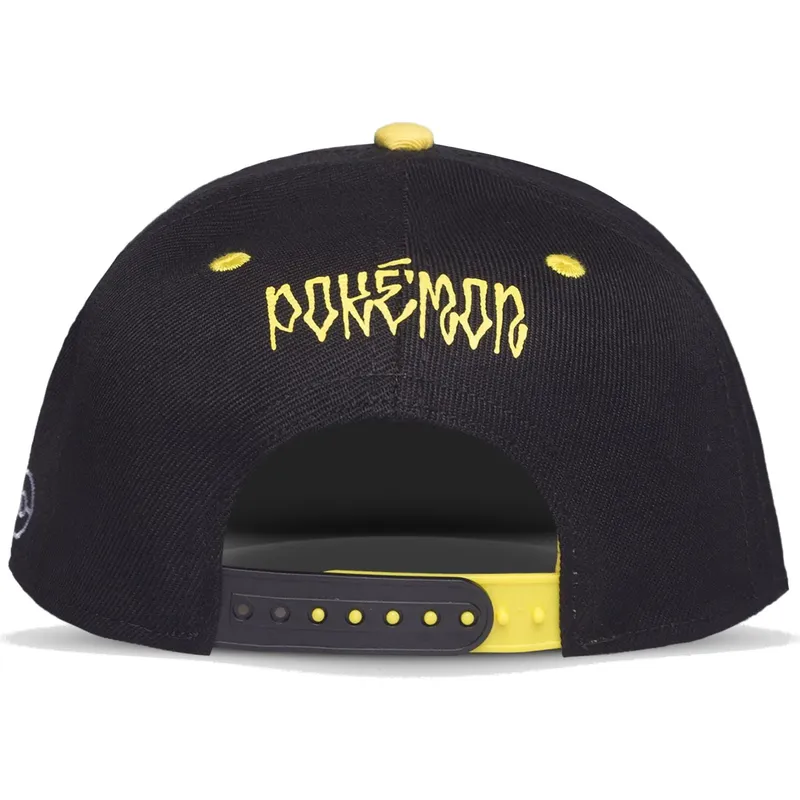 schwarze-und-gelbe-snapback-flatcap-pikachu-angry-pokemon-von-difuzed