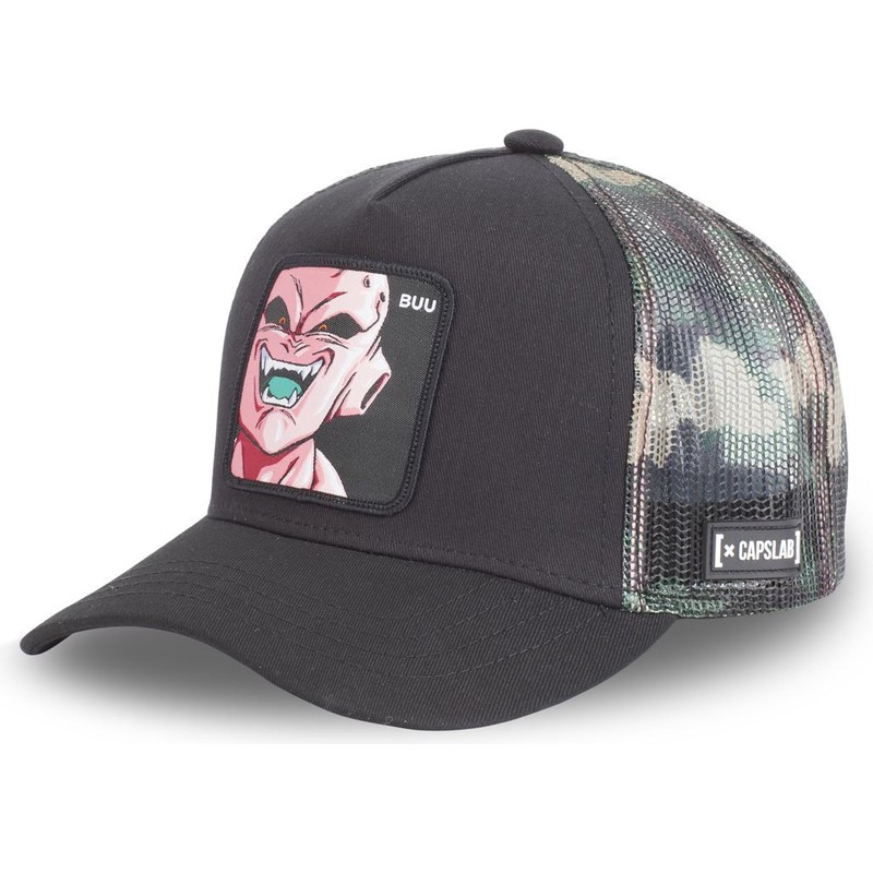 Capslab Kid Buu DBZ5 BUU2C Dragon Ball Black and Camouflage Trucker Hat Caphunters.lv