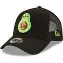 new-era-a-frame-food-icon-avocado-schwarze-trucker-kappe