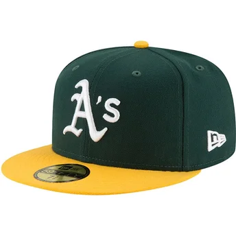 grune-und-gelbe-enganliegende-flat-cap-59fifty-ac-perf-von-oakland-athletics-mlb-von-new-era