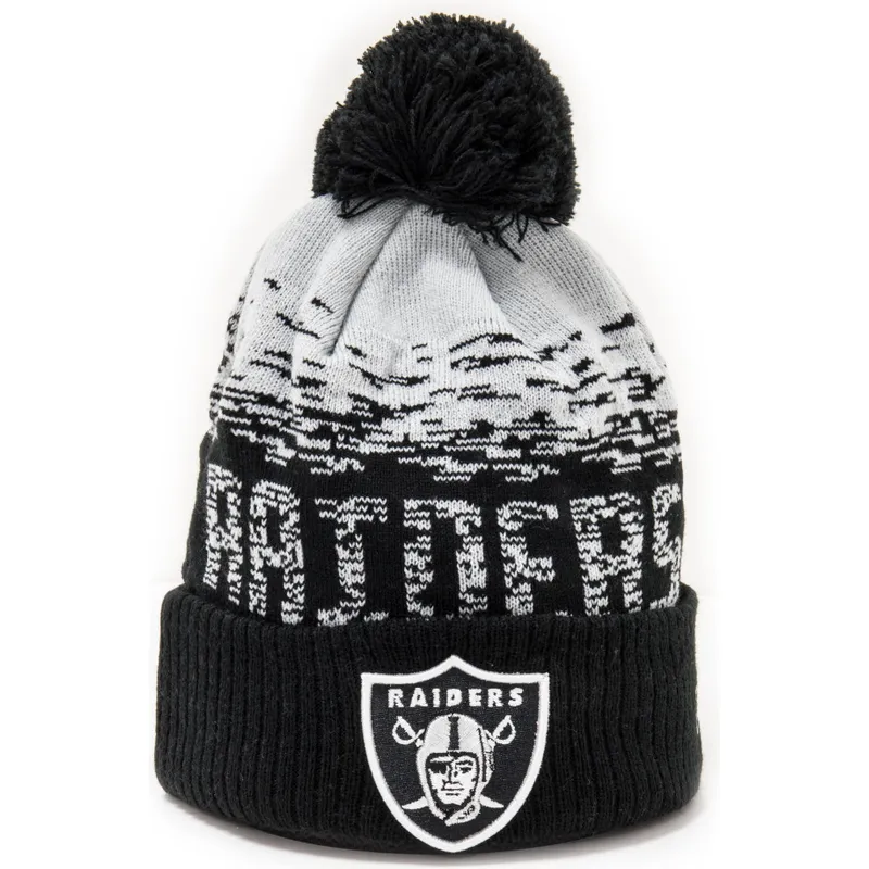 gorro-negro-con-pompon-sport-cuff-de-las-vegas-raiders-nfl-de-new-era