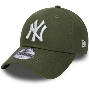 Grüne gebogene verstellbare Kappe für Kinder 9FORTY League Essential der New York Yankees MLB von New Era