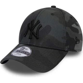Böjd keps svart kamouflage justerbar för barn med svart logotyp 9FORTY League Essential från New York Yankees MLB av New Era