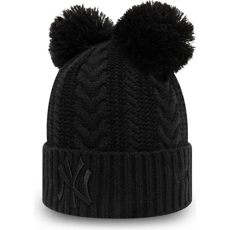cepur-ar-bumbuli-melns-doble-knit-cuff-no-new-york-yankees-mlb-no-new-era