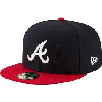 Casquette plate bleue marine et rouge ajustée 59FIFTY AC Perf Atlanta Braves MLB New Era