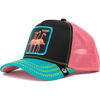 cepur-izliekta-truckeris-melns-snapback-rosa-squad-flamingoals-the-farm-no-goorin-bros