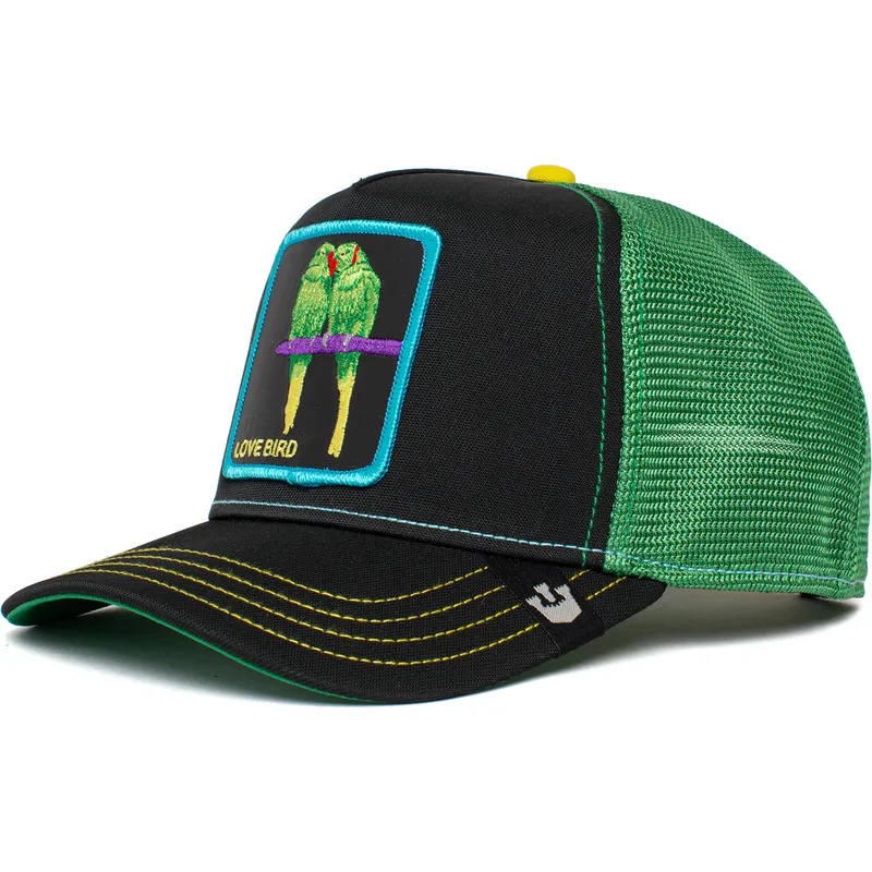 cepur-izliekta-truckeris-melns-snapback-love-bird-twitterpated-the-farm-no-goorin-bros