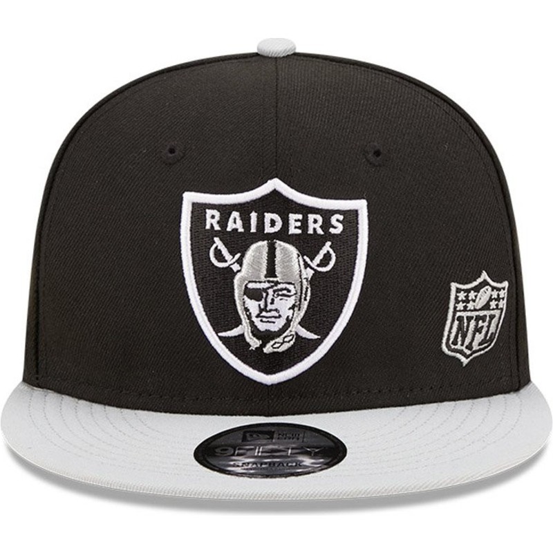 black and grey raiders hat