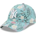 new-era-9forty-verstellbare-blaue-kappe-mit-gebogenem-schirm-und-floralem-muster-der-new-york-yankees-mlb
