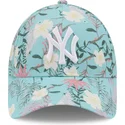 new-era-9forty-verstellbare-blaue-kappe-mit-gebogenem-schirm-und-floralem-muster-der-new-york-yankees-mlb