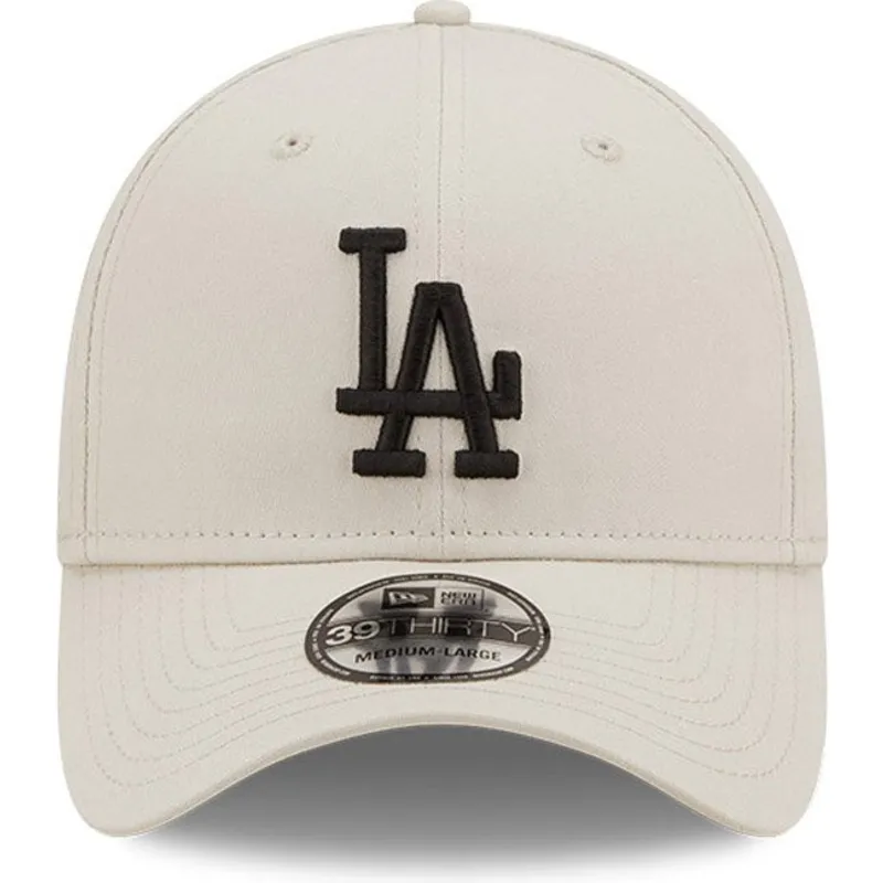 beige-gebogener-stretch-fit-cap-39thirty-league-essential-der-los-angeles-dodgers-mlb-von-new-era