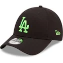 gorra-curva-negra-ajustable-con-logo-verde-9forty-neon-pack-de-los-angeles-dodgers-mlb-de-new-era