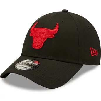 New Era Curved Brim Red Logo 9FORTY Neon Pack Chicago Bulls NBA Black Adjustable Cap