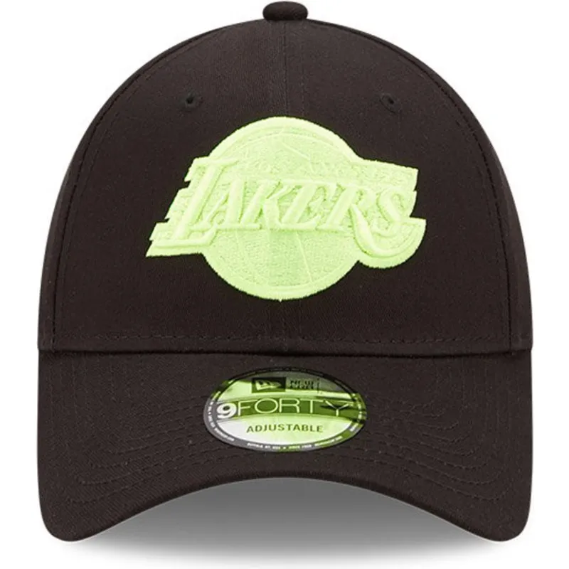 schwarze-verstellbare-curved-cap-mit-grunem-logo-9forty-neon-pack-der-los-angeles-lakers-nba-von-new-era