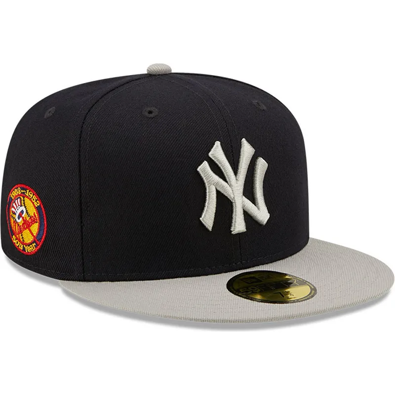 marineblaue-und-graue-anliegende-flat-cap-59fifty-seitenpatch-von-new-york-yankees-mlb-von-new-era
