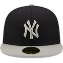 marineblaue-und-graue-anliegende-flat-cap-59fifty-seitenpatch-von-new-york-yankees-mlb-von-new-era