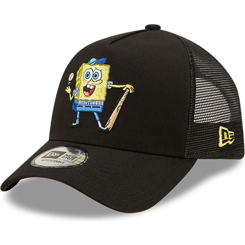 cepur-izliekta-truckeris-melns-snapback-a-frame-sporty-no-spongebob-no-new-era