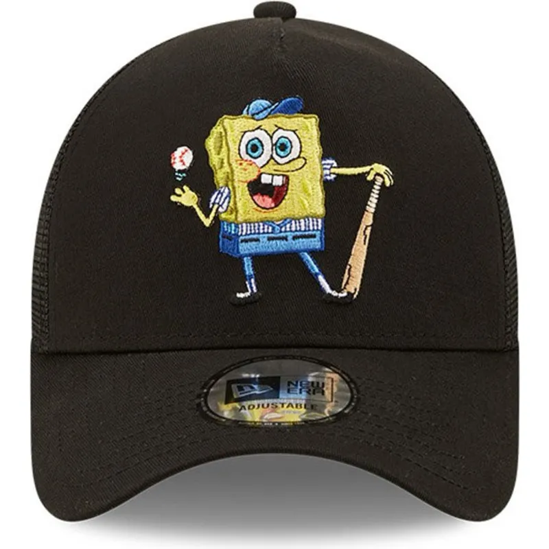 cepur-izliekta-truckeris-melns-snapback-a-frame-sporty-no-spongebob-no-new-era