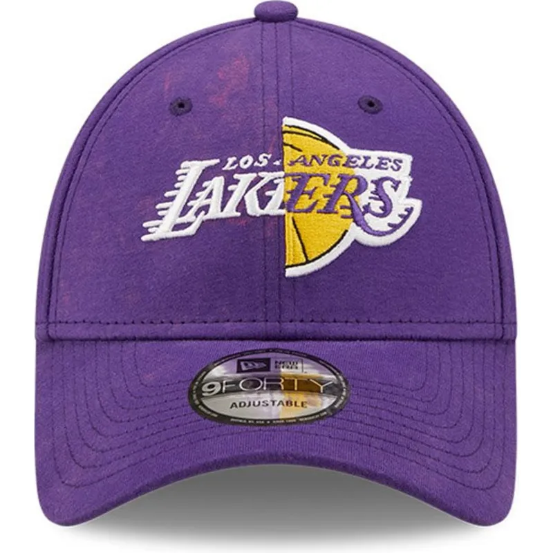 violette-gebogene-verstellbare-kappe-9forty-washed-pack-split-logo-der-los-angeles-lakers-nba-von-new-era